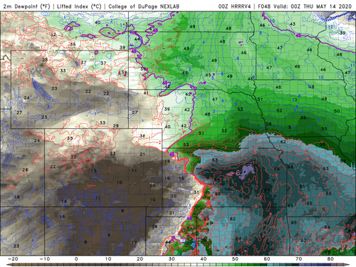 HRRR 00Z Dewpoint North Kansas.png