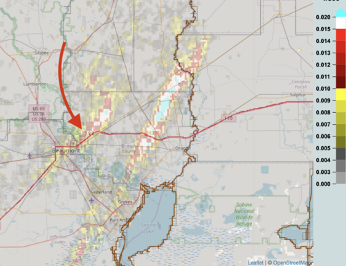 SE Texas Tornado Tracks Beaumont, Deweyville tornaodes 10-27-21 annotated.png